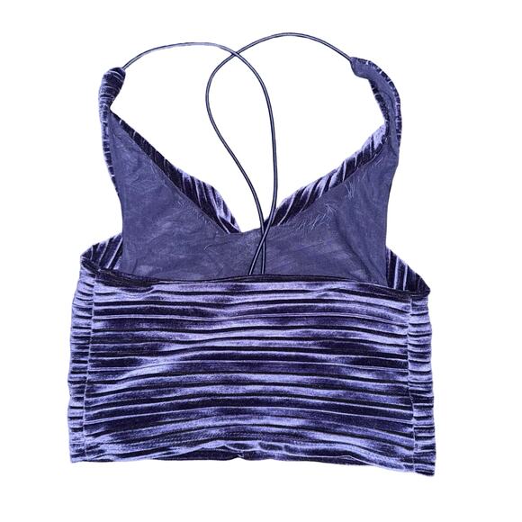 Urban Outfitters Purple Velvet Ruched Crop Top Size M Y2K Party Tank - Picture 2 of 5